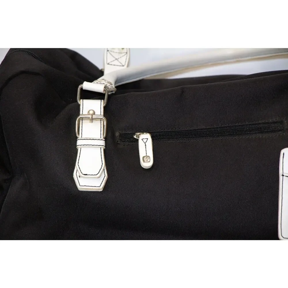 Swiss Gear Black Duffle Bag – White Trim, Travel Gym Weekender, Zip Closure